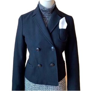 JOE FRESH Black Cropped Double Breasted Wool Blend Blazer Jacket XS